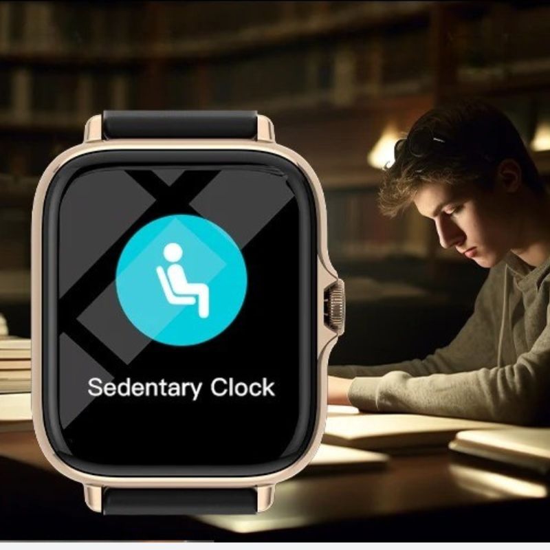 Montre Connectée Femme au Cadran Doré et Couronne Tactile et la fonction de rappel de sédentarité
