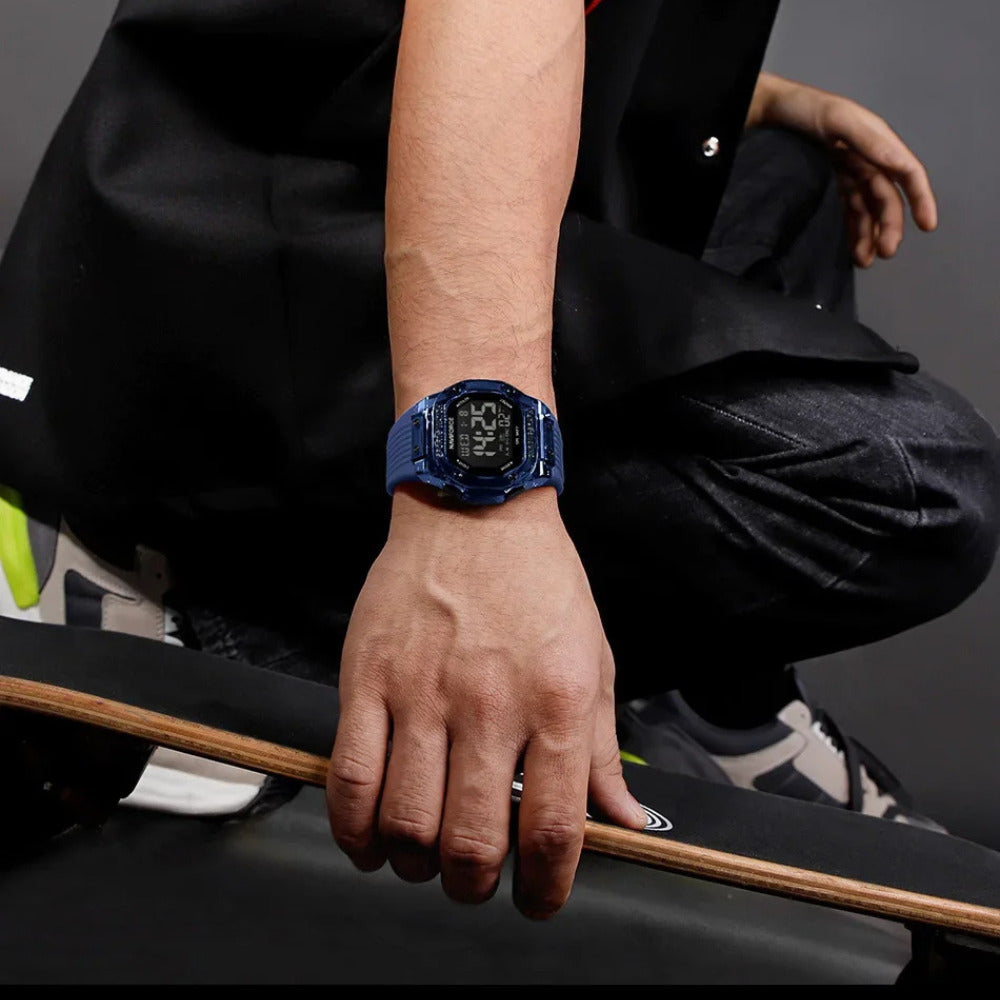 Montre Digitale Homme, Chronographe et Double Affichage