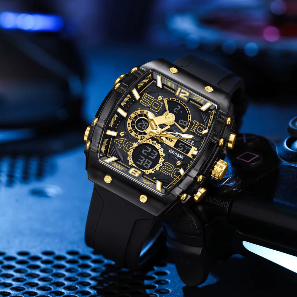 Montre Digitale Homme Sport Analogique-Numérique avec Chronographe