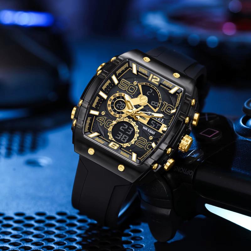 Montre Digitale Homme Sport Analogique-Numérique avec Chronographe