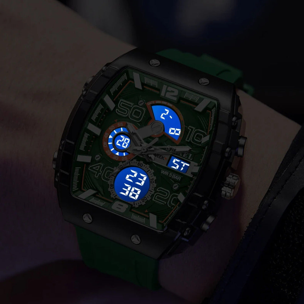 Montre Digitale Homme Sport Analogique-Numérique avec Chronographe