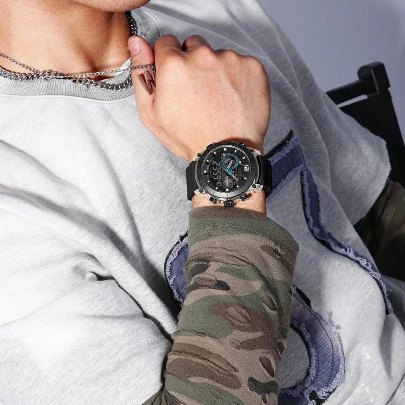 Montre Digitale pour Homme, Double Affichage, Chronographe