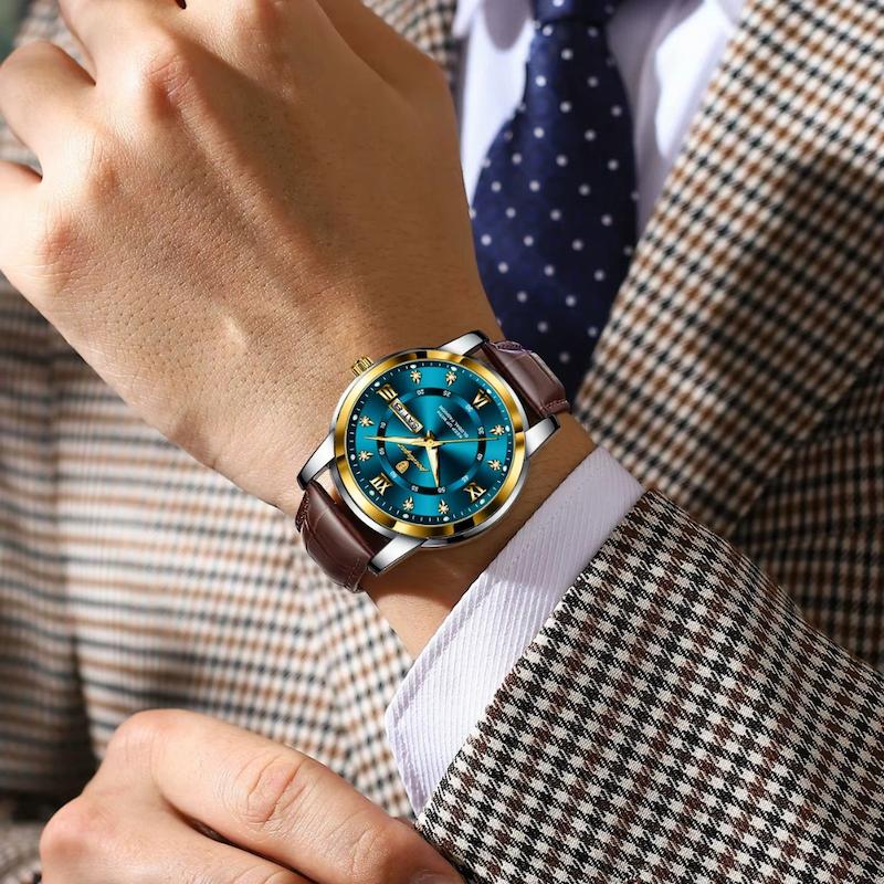 Montre Homme Quartz Élégante avec Bracelet Cuir