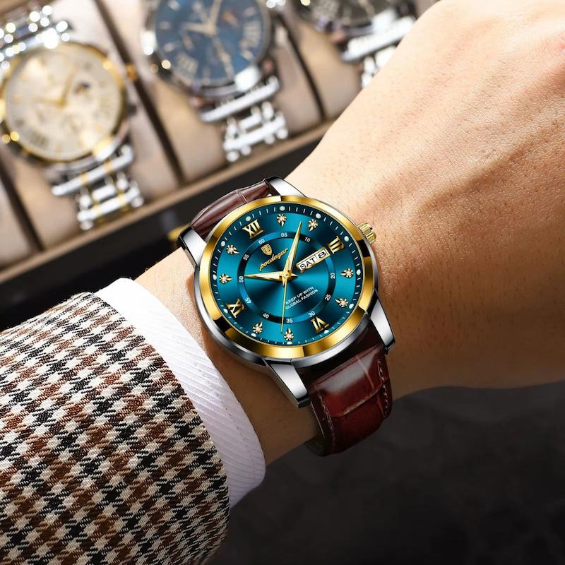 Montre Homme Quartz Élégante avec Bracelet Cuir
