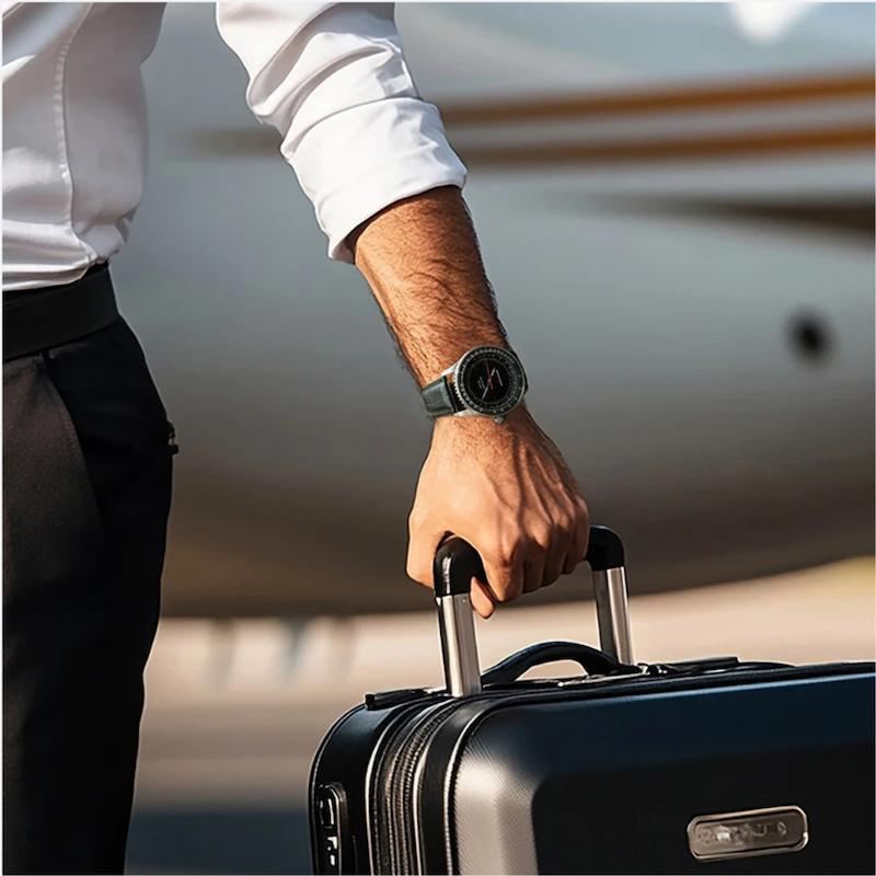 Montre Homme Solaire Aviateur Chronographe