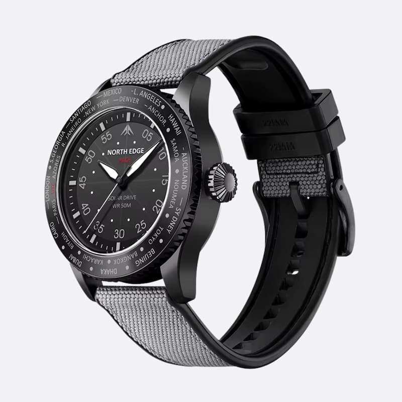 Montre Homme Solaire Aviateur avec Cadran 43 mm, Bracelet Nylon