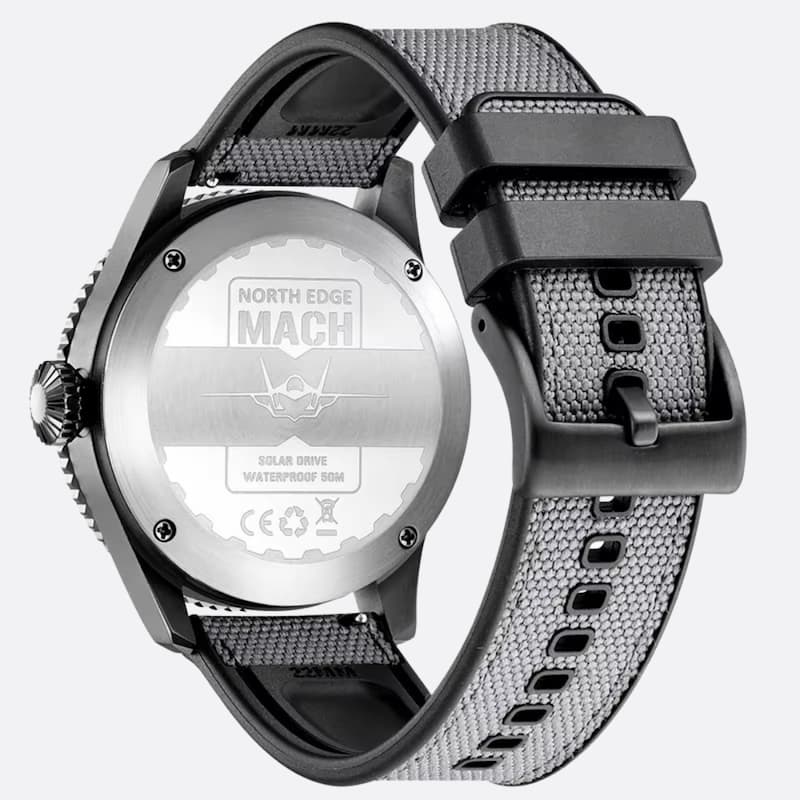 Montre Homme Solaire Aviateur avec Cadran 43 mm, Bracelet Nylon