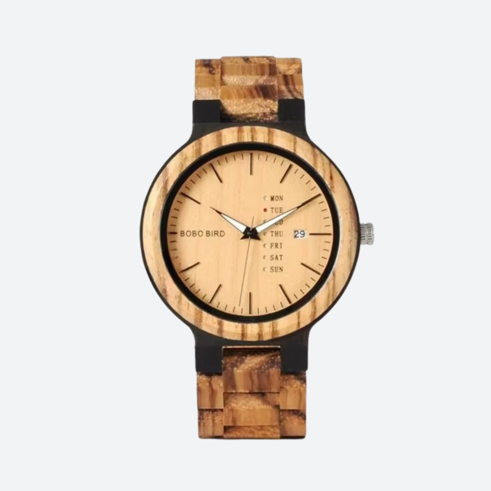 Montre Homme en Bois Naturel, Cadran Multifonction