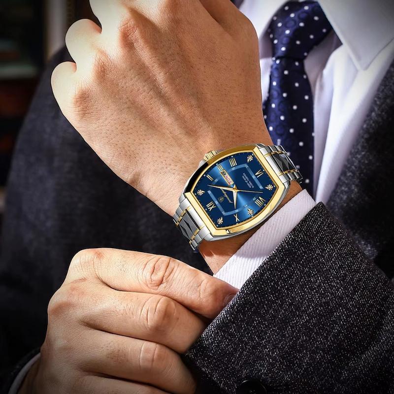 Montre Quartz Homme Design Tonneau