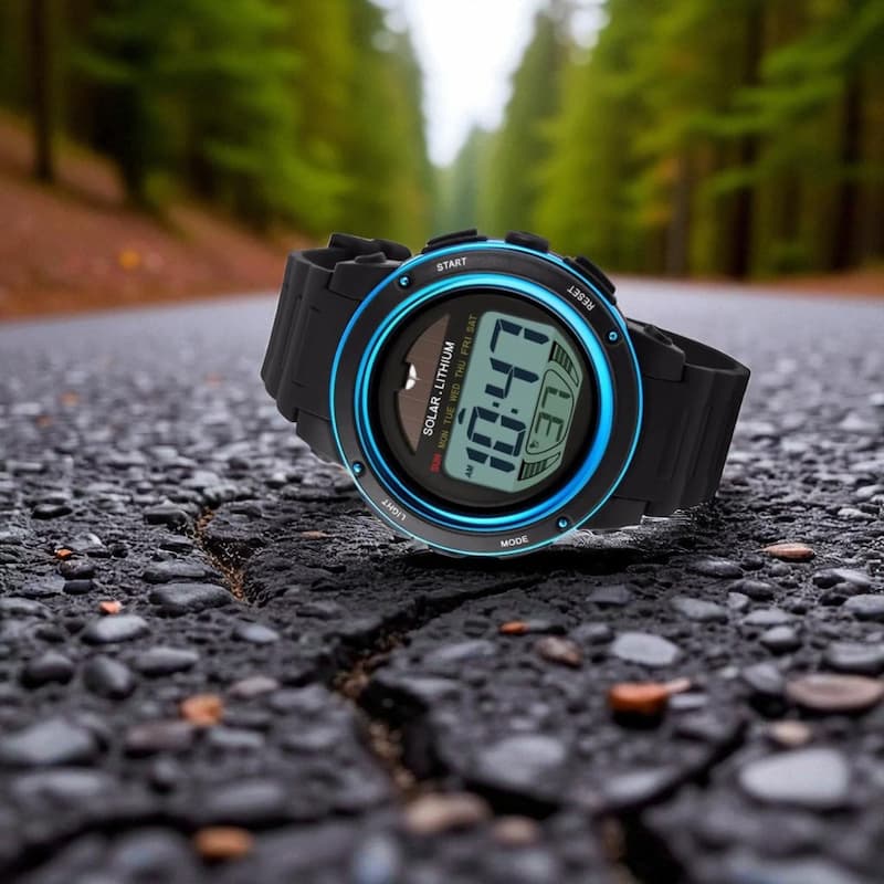 Montre Solaire Digitale Homme avec Chronographe et Alarme