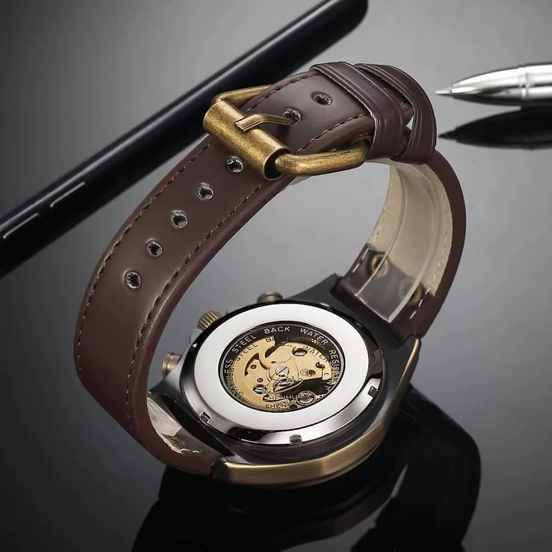 Montre Squelette Homme Bronze, Mécanique Automatique
