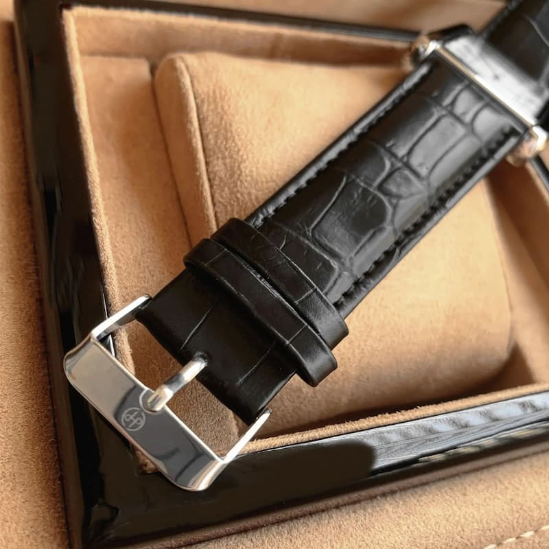 Montre Vintage Homme Carrée Ultra-Fine Quartz, avec Bracelet Cuir