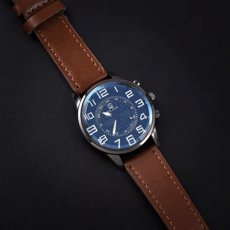 Montre Vintage Homme Quartz Classique avec Bracelet Cuir