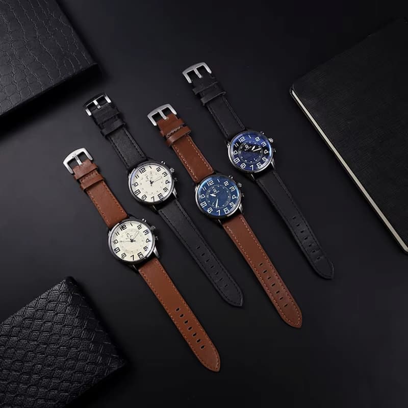 Montre Vintage Homme Quartz Classique avec Bracelet Cuir