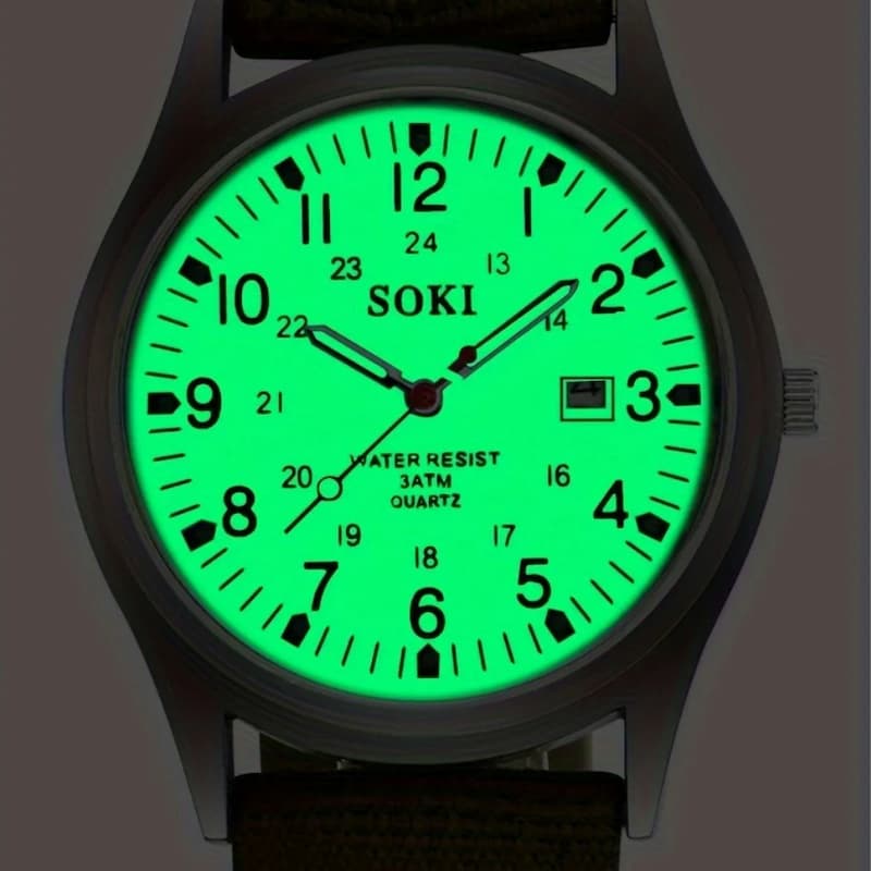 Montre Vintage Militaire Homme Quartz, Bracelet Nylon