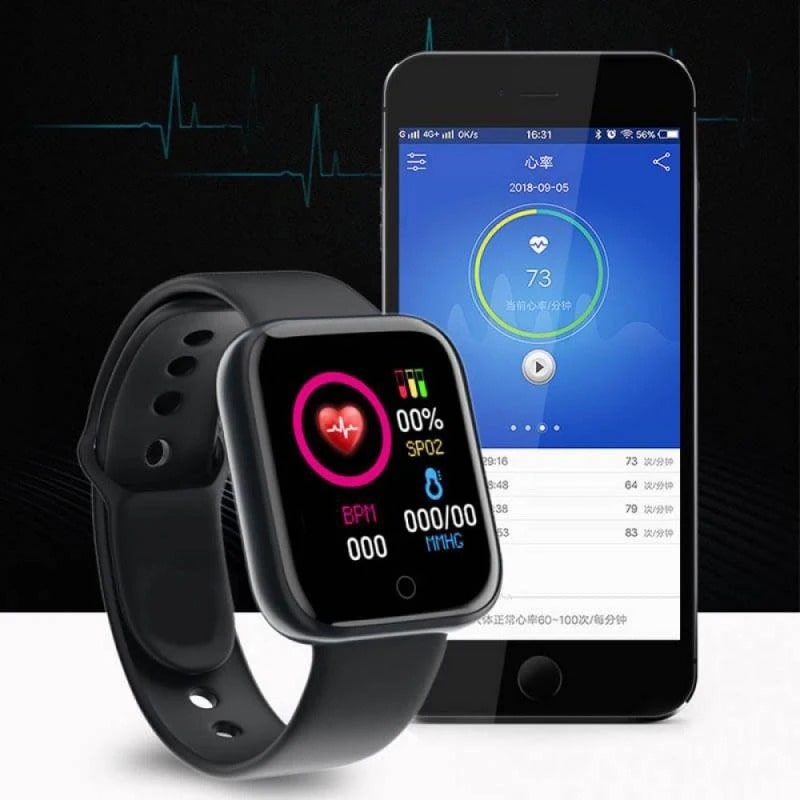Montre connectée femme rose boîtier lisse 1,3” Bluetooth & suivi santé noire et son application de suivi