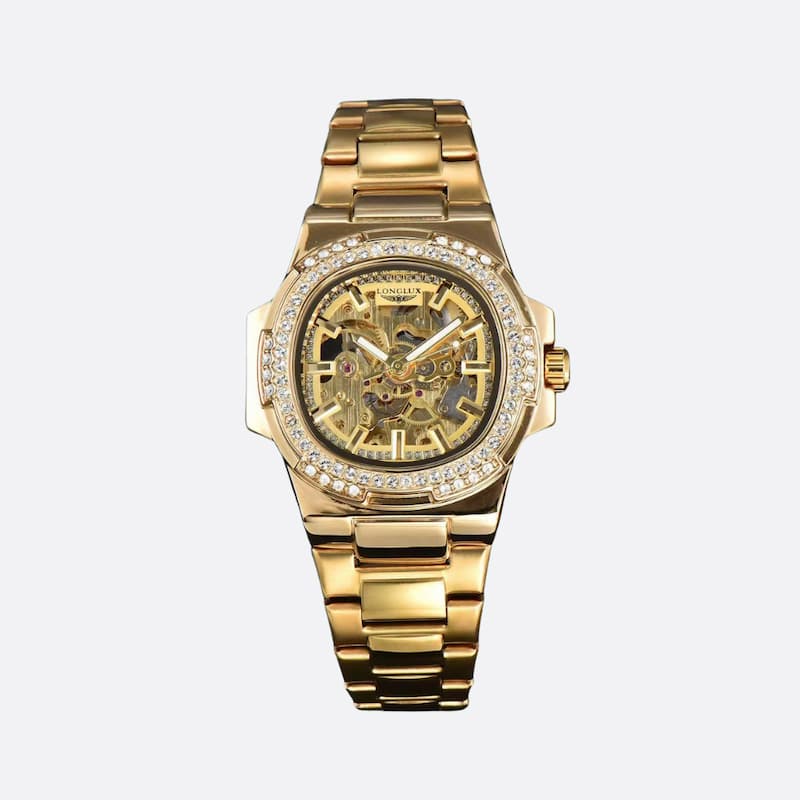 Montre mécanique squelette homme en acier inoxydable