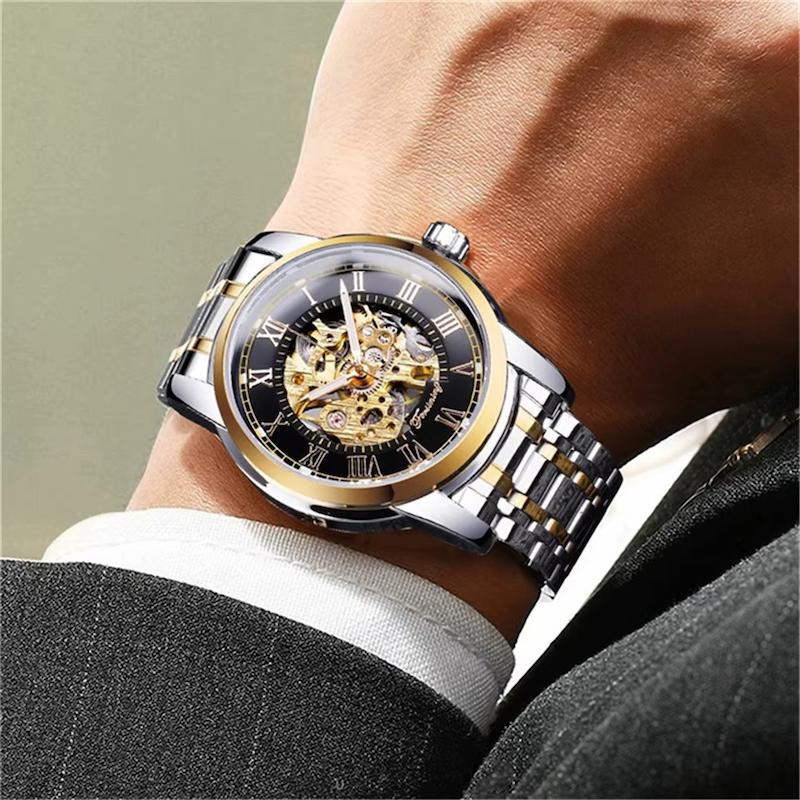 Montre mécanique squelette pour homme