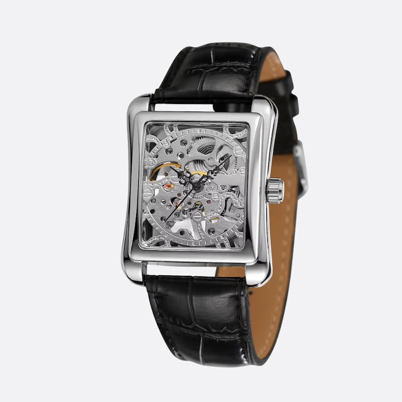 Montre mécanique squelette pour homme carrée