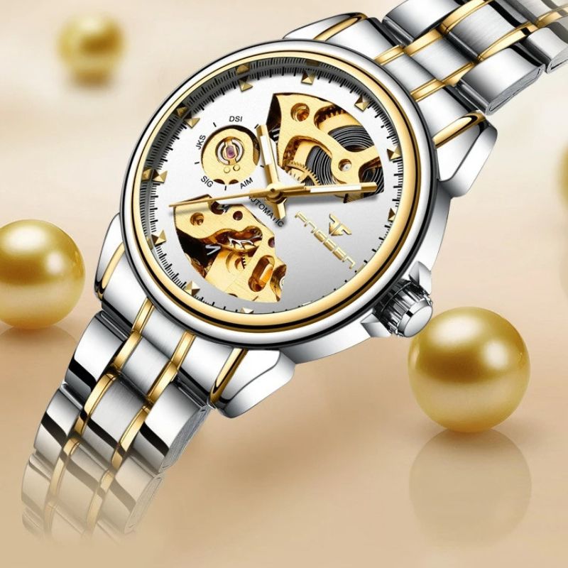 Montre_mecanique_femme_Squelette_Bicolore_5