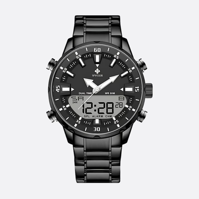 Montre militaire digitale quartz chronographe homme, Dual Display