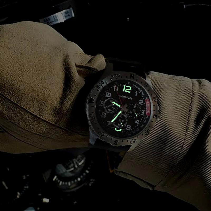 Montre solaire chronographe homme, cadran 44mm