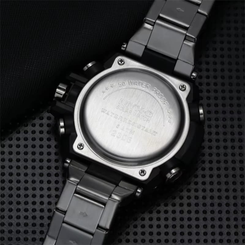 Montre solaire chronographe homme en acier