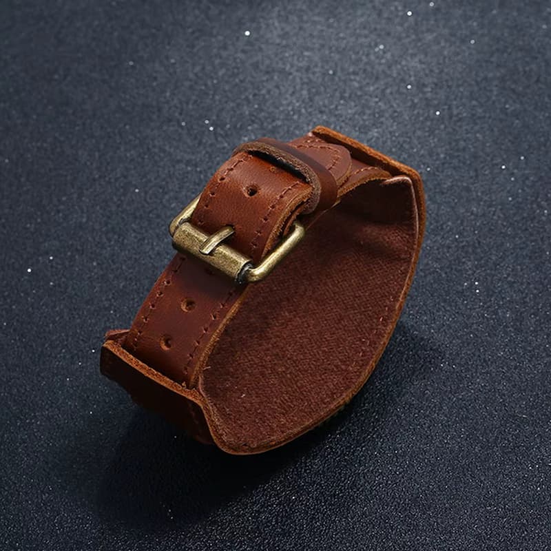 Montre vintage bracelet cuir homme, Quartz rétro avec cadran romain