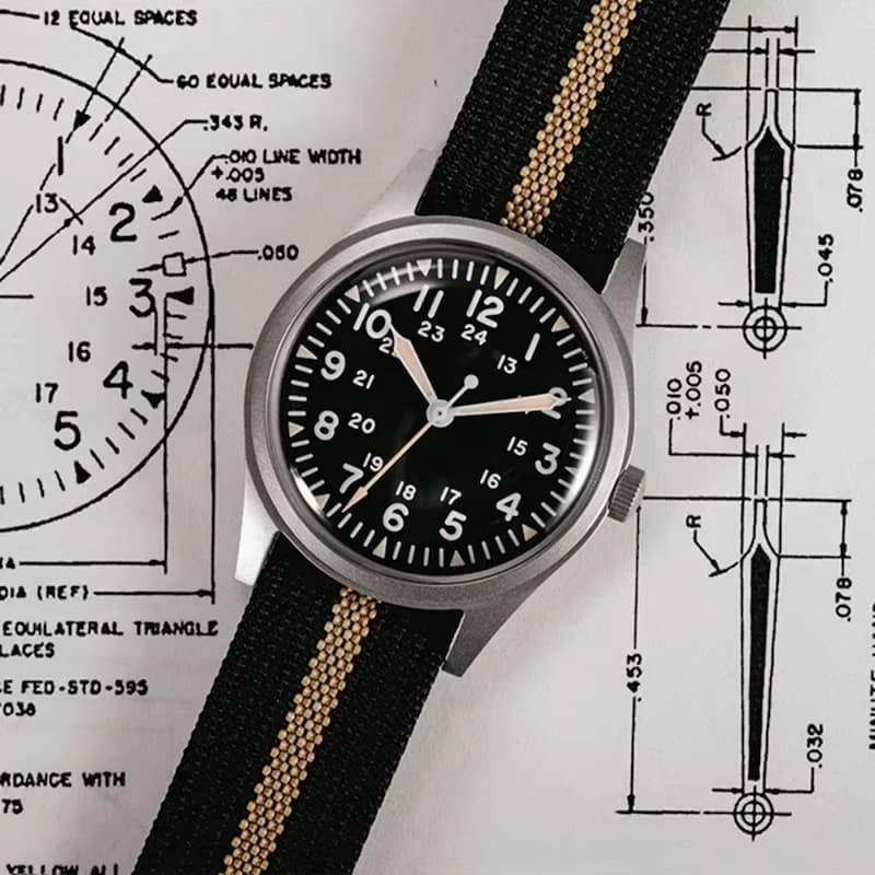 Montre vintage militaire homme quartz, Style Rétro