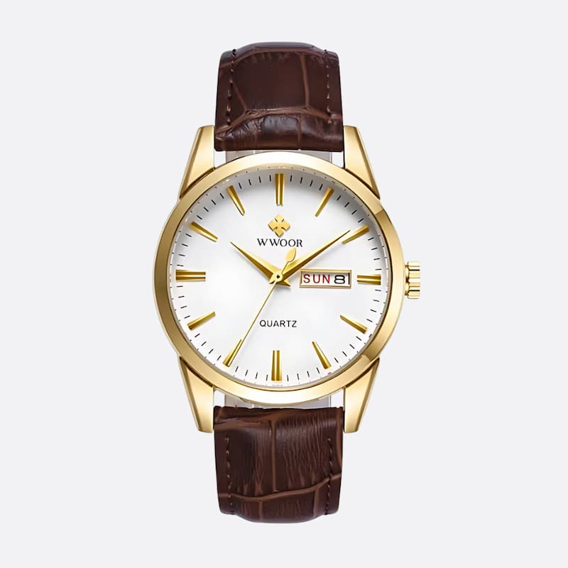 Montre vintage pour Homme Quartz Cuir Marron