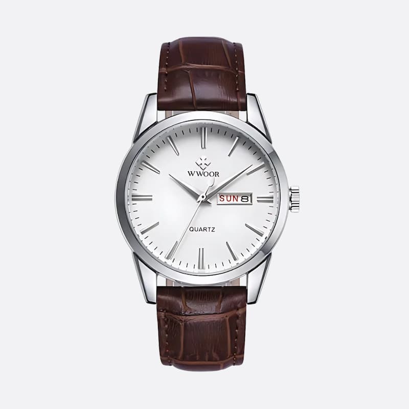 Montre vintage pour Homme Quartz Cuir Marron