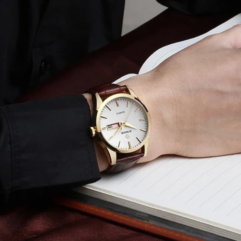 Montre vintage pour Homme Quartz Cuir Marron