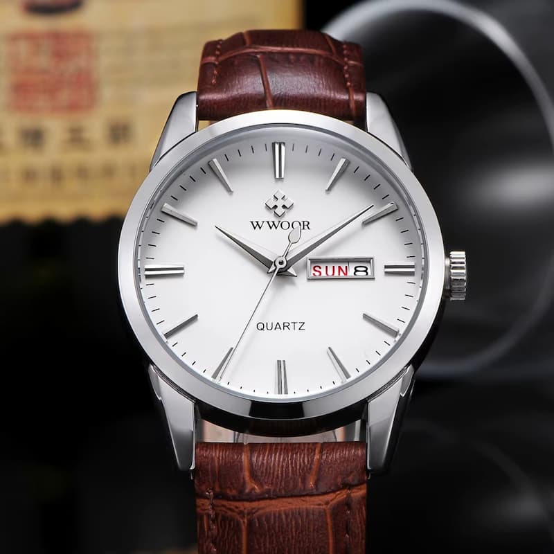 Montre vintage pour Homme Quartz Cuir Marron
