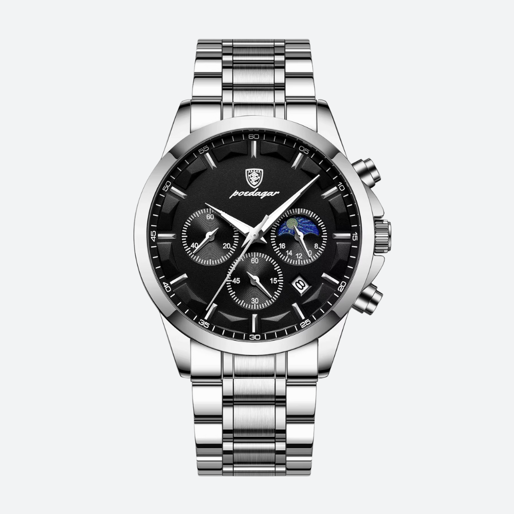 Montre Homme Chronographe Quartz, Bracelet Acier Inoxydable
