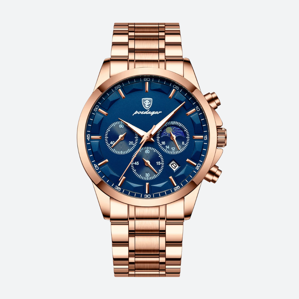 Montre Homme Chronographe Quartz, Bracelet Acier Inoxydable