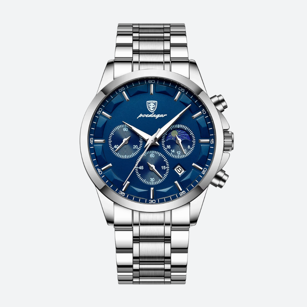 Montre Homme Chronographe Quartz, Bracelet Acier Inoxydable