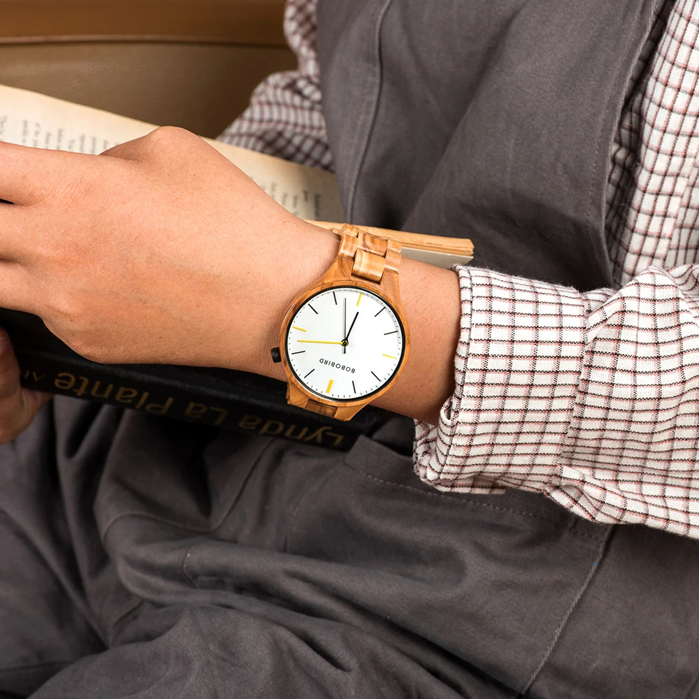 Montre Bois pour Homme, Design Épuré