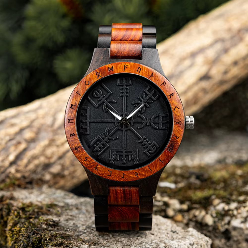 Montre Homme en Bois Viking Noir