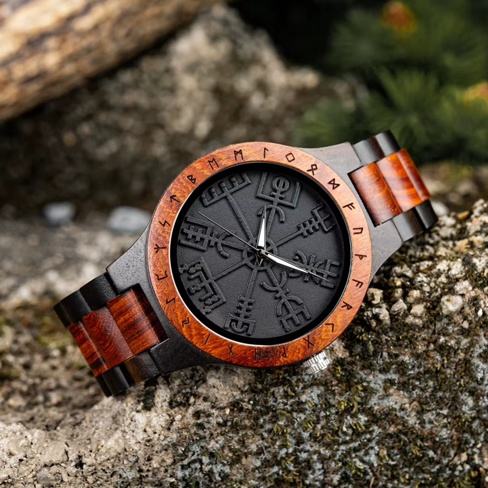 Montre Homme en Bois Viking Noir