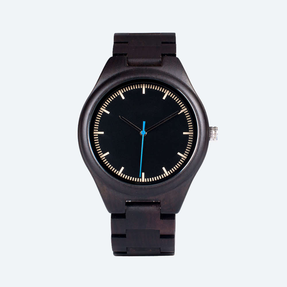 Montre en Bois Homme Design Minimaliste avec Aiguilles Lumineuses
