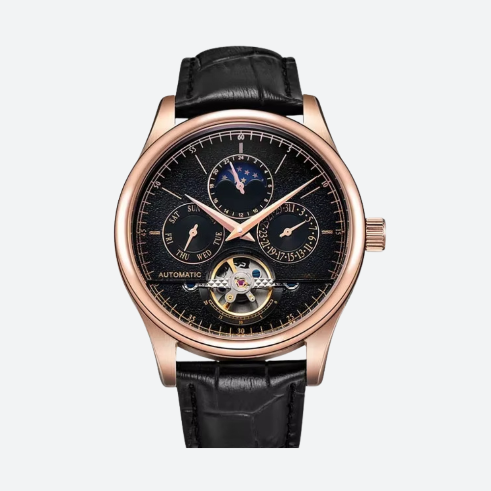 Montre Homme Automatique avec Phase de Lune et Tourbillon