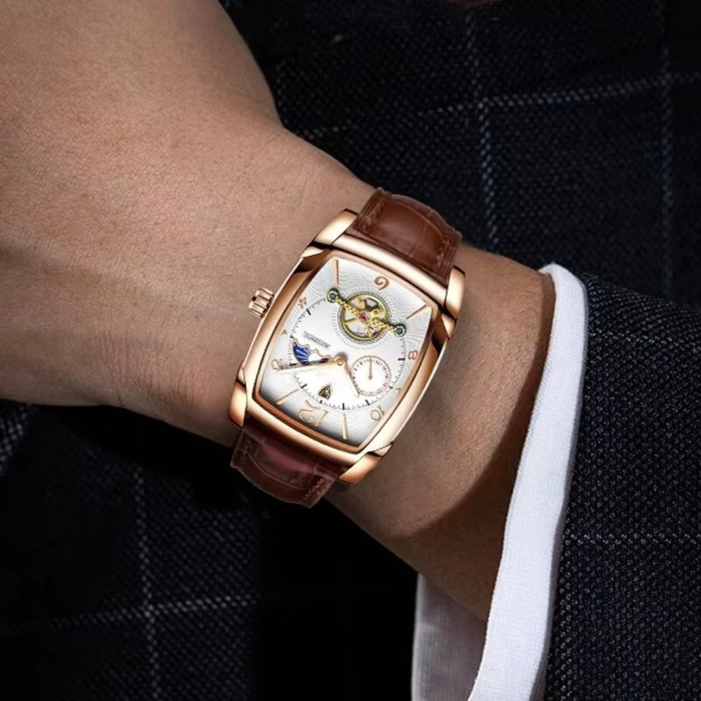 Montre Automatique Homme Tonneau Phase de Lune