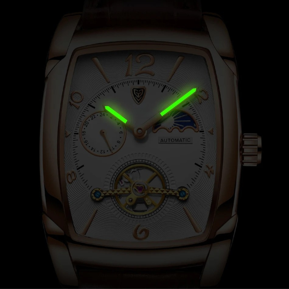 Montre Automatique Homme Tonneau Phase de Lune