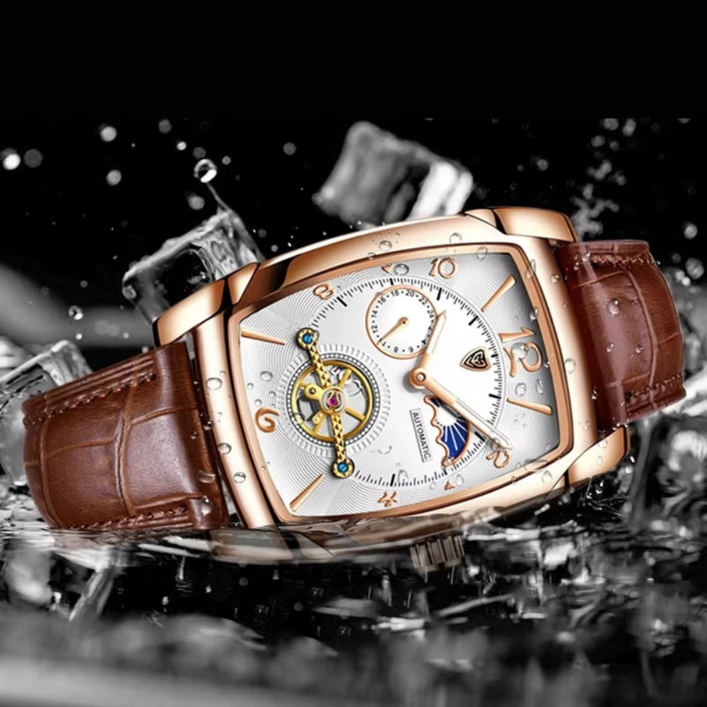 Montre Automatique Homme Tonneau Phase de Lune