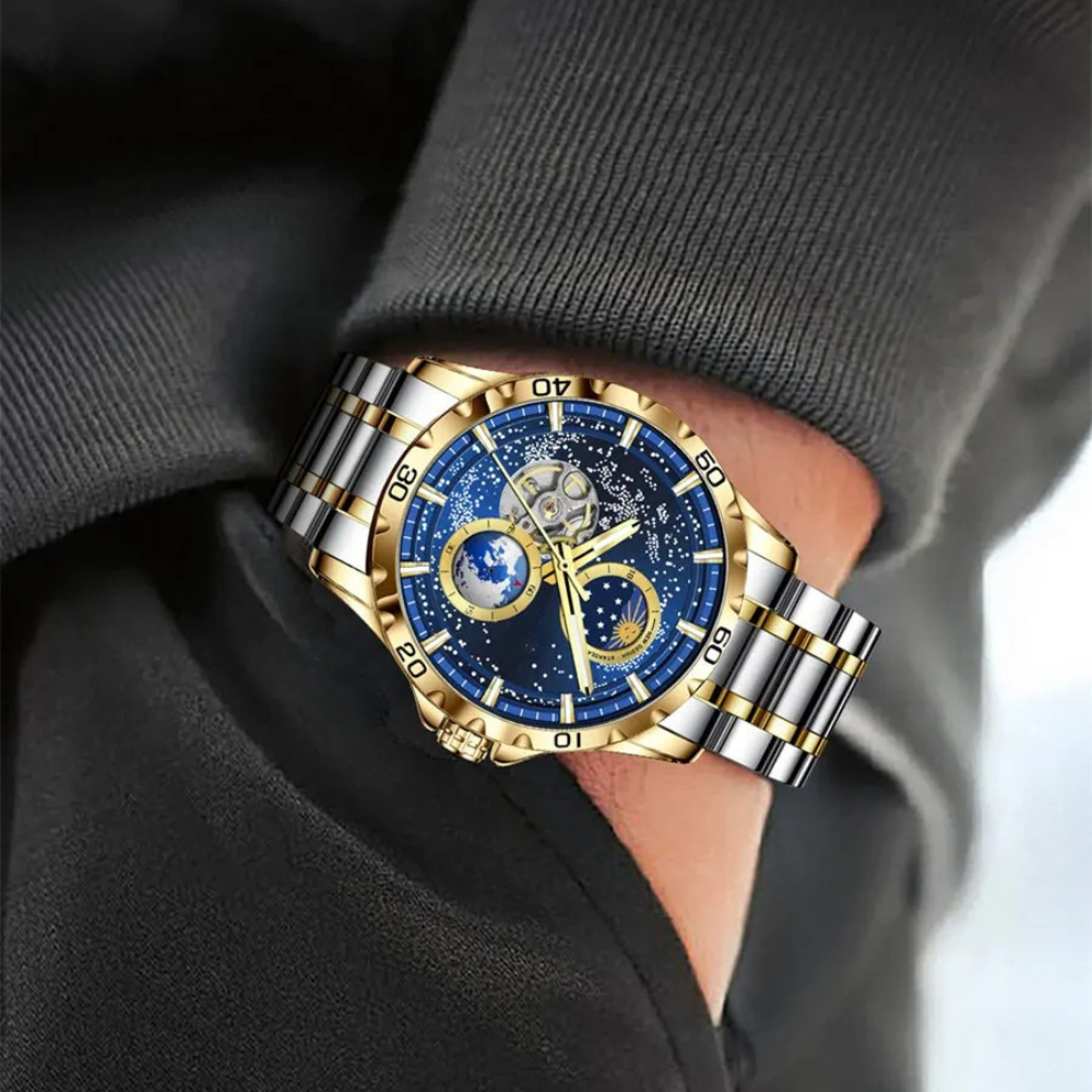 Montre Automatique Homme Étanche Design Galaxie