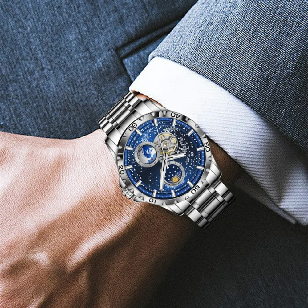 Montre Automatique Homme Étanche Design Galaxie