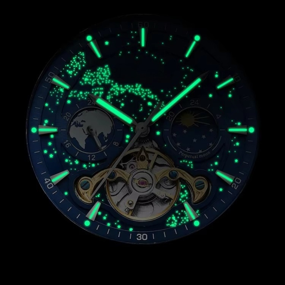Montre Automatique Homme Design Céleste Lumineux