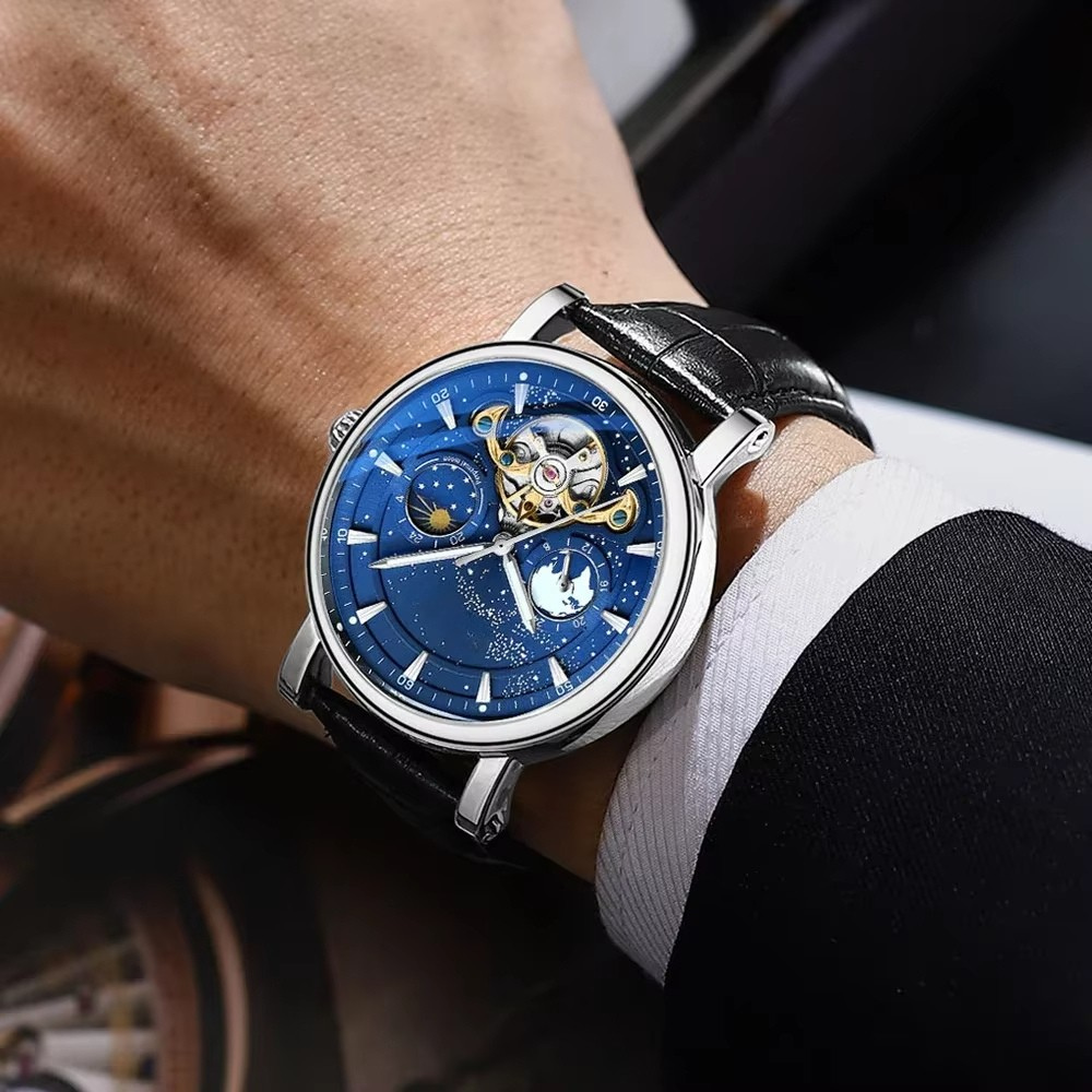 Montre Automatique Homme Design Céleste Lumineux