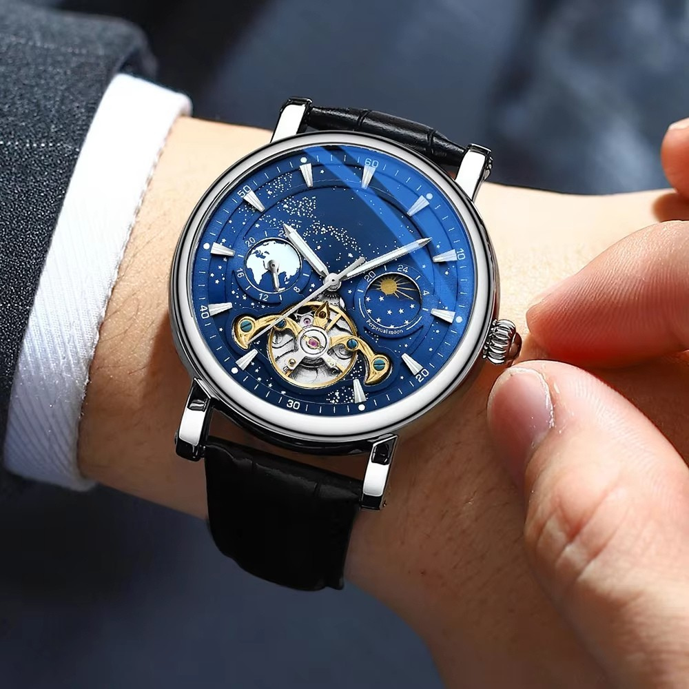 Montre Automatique Homme Design Céleste Lumineux