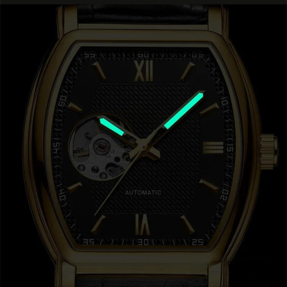 Montre Automatique Homme Tonneau avec Mouvement Apparent